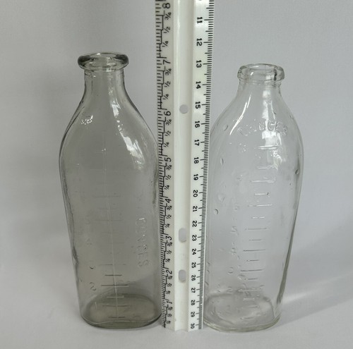 Vintage Glass Baby Nursing Bottles 8 oz Lot Of 2 - Picture 5 of 6