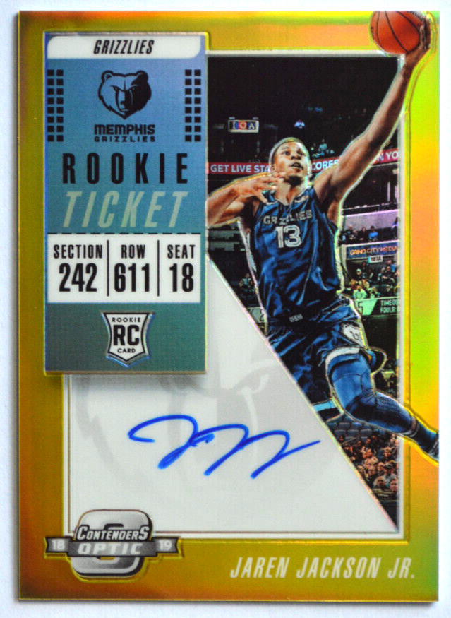 2018-19 Jaren Jackson Contenders Optic Gold Rookie Ticket Auto Card 6/10 RC #115
