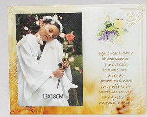 Cornice Portafoto Vetro Prima Comunione Bambina Con Dedica 25x Cm Ebay