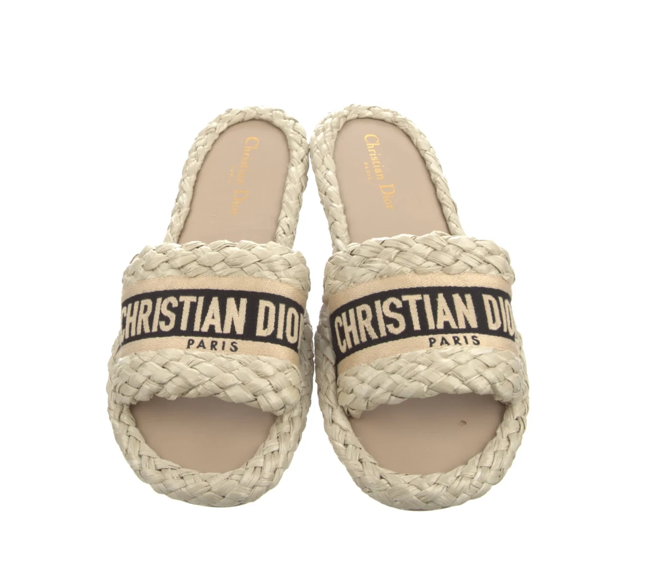 Espadrilles imprimées graphiques paille Christian Dior, taille 39,5