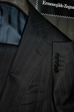 3895 Recent Ermenegildo Zegna Blue Striped Wool Suit 40R 35W Italy