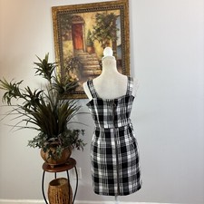 girls blue and white floral dress Delia's Plaid Puff Sleeve Babydoll Dress main image 1