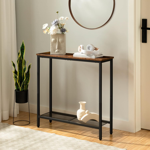 29.5" Narrow Console Table, Small Entryway Table with Shelf, 2 Tier Thin Sofa Ta - Picture 3 of 10