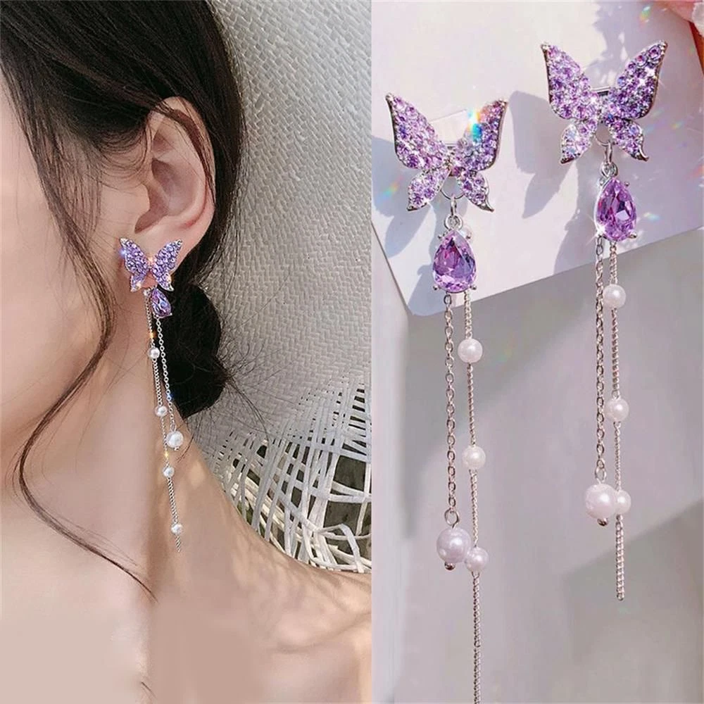 Butterfly drop deals earrings