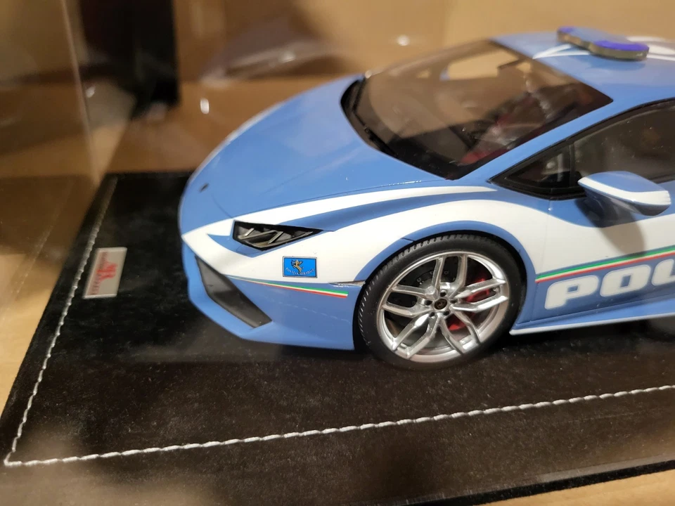 MR MODELS LAMBORGHINI HURACAN LP 610-4 Blu Polizia 1 1/18 LAMBO017 Black Friday - Immagine 2 di 4