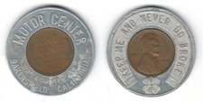 Motor Center BAKERSFIELD, CALIFORNIA----Kern Co. Encased 1956-D Penny Token