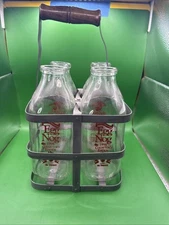 4 Oakhurst Dairy Square Milk Bottle 8-1/2" 1994 Egg Nog Collector's Edition With