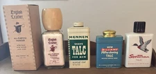 Vintage Men's Talcum Powder Tins Bottles Mennen,English Leather,Williams,Sptsman