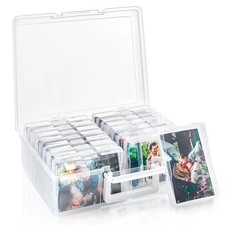 Clear Storage Box with 16 Cases 4" x 6"   Organizer for Photos, Crafts  Small