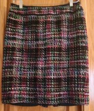 Talbots Wool Blend Multicolor Plaid Pencil Skirt Size 12