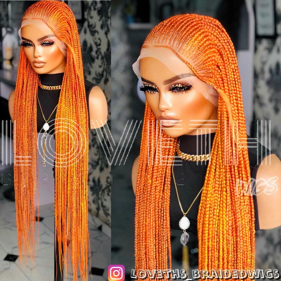 次日发货(2 天发货)Cornrow 全蕾丝编织假发,黑色无结编织 — 第 2/4 张图片