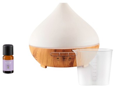 SILVERCREST  Ultraschall Aroma Diffuser Holz-Design mit weißem Deckel *B-Ware