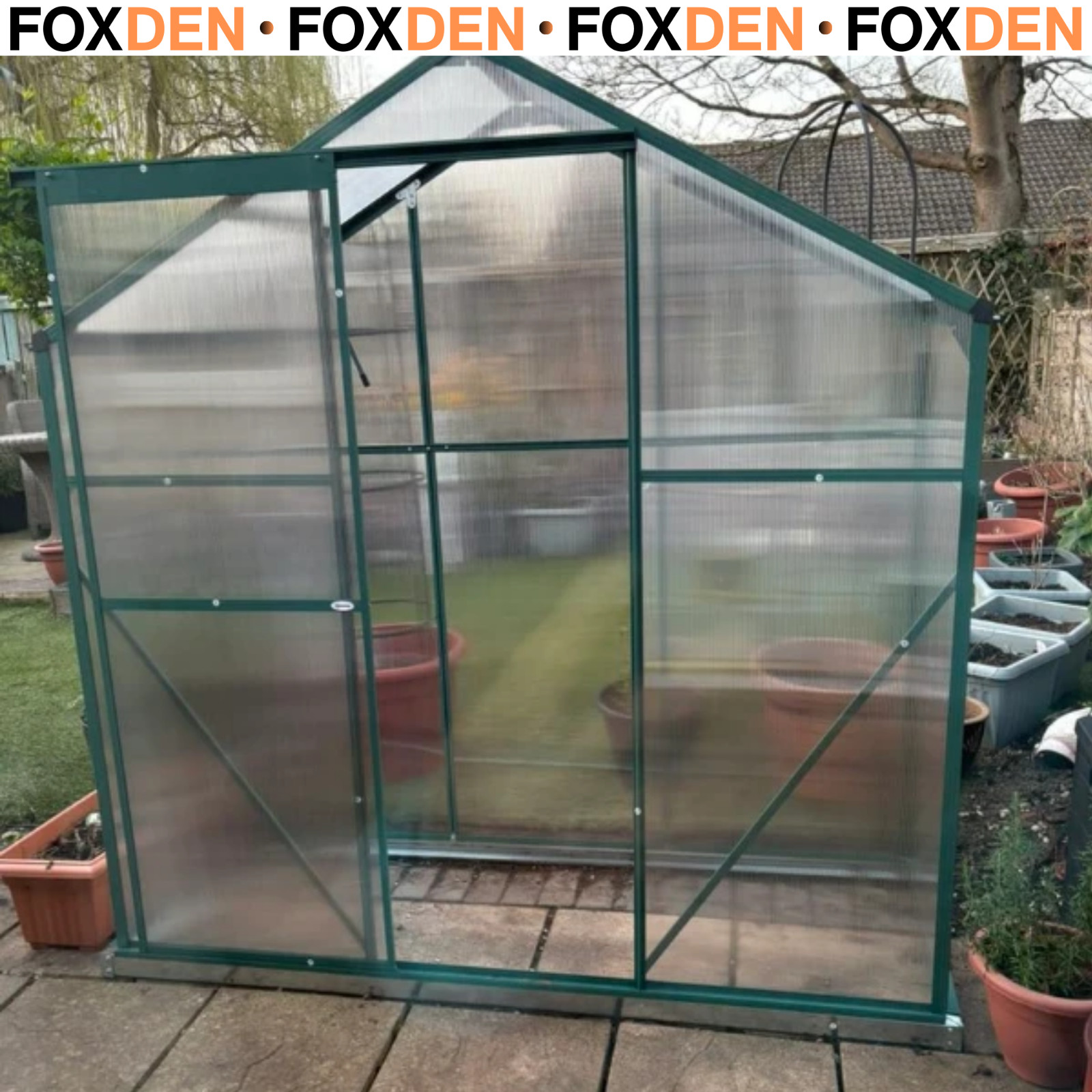 6 x 2.5ft Aluminium Green House Walk-In Polycarbonate Greenhouse - Image 2