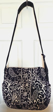 Vera Bradley Large Navy Blue White Floral Twirly Birds Cotton Quilted Diaper Bag