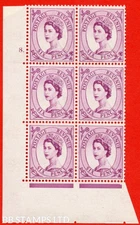 SG 579. S107. 6d Deep Claret. An UNMOUNTED MINT cylinder block of 6. Cyli B78064