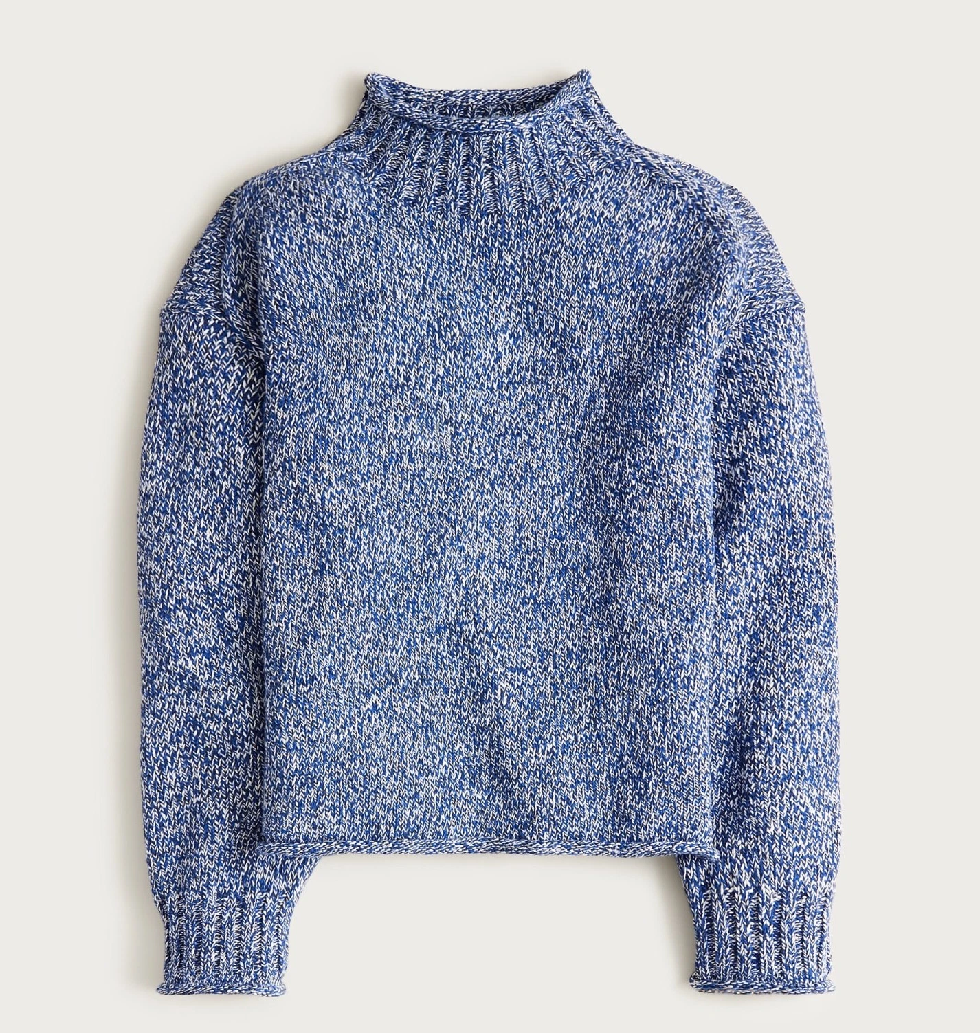 NWT J.Crew Size XS Marled 2025 Rollneck Sweater Blue Navy Ivory Pullover Knit