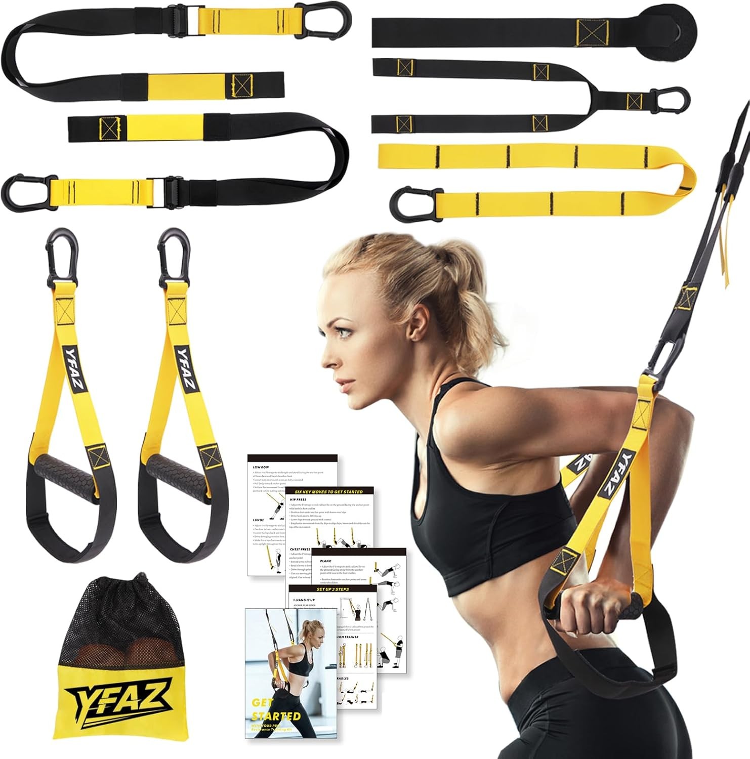 Home Resistance Training Kit for All Levels, Suspension Trainer Straps With Hand