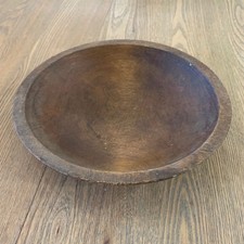 VTG Rustic Farmhouse Wooden Dough Bowl Hand Carved Kitchen Decor Serving Dish