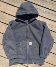 Carhartt Youth Jacket Black Size Large 14 16 Canvas Full Zip Quilted 100 Cotton