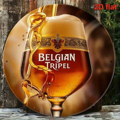 Round Aluminum in Belgian Tripel Tin Metal Signs Home Décor 8x8