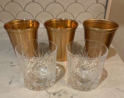 Woodford Reserve Drinkware 2 Bourbon Glasses & 3 Copper Cups