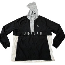Y2K Air Jordan Anorak Insulated Hooded Jacket White Black Men  s Medium