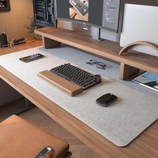 DawnTrees Desk Mat |100x40cm Felt Desk Pad Protector | Keyboard Pad (Light Grey)