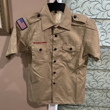 Boy Scout BSA UNIFORM Tan SHIRT Youth Large Short Sleeve J40