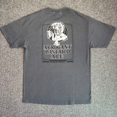 #ad VTG Stone Brewing Arrogant Bastard Ale T Shirt Mens Large Gray Graphic Gargoyle $19.99