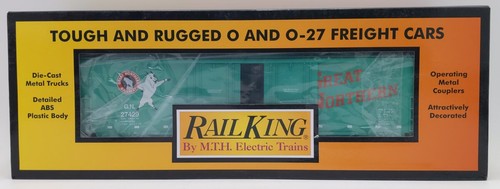 MTH 30-71177 O Great Northern RailKing 50' vagón de carga enchufado de doble puerta #27429 nuevo en caja | Zustand: New