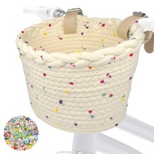 Front Bike Basket for Girls, Adjustable Basket for Scooters  Beige