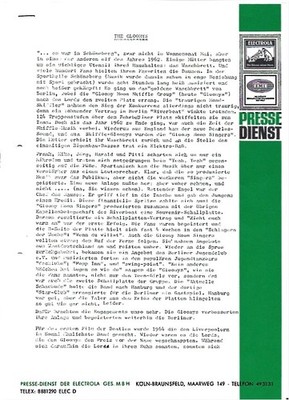 C6698/  The Gloomys Beat- Popgruppe aus Berlin Presseinformation ca. 1968
