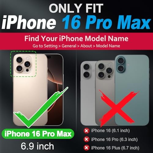 Hülle 6,9", Echt Leder 2 in 1 Wallet für iPhone 16 Pro Max Retro Braun - Bild 3 von 7