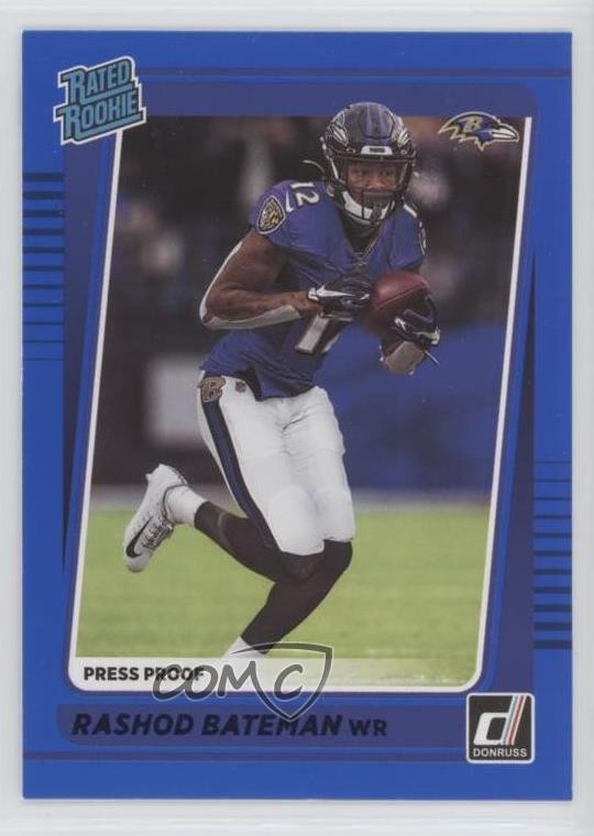2021 Panini Donruss Rated Press Proof Blue Rashod Bateman #265 Rookie RC uk2