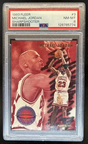 1993-94 Fleer Michael Jordan Sharpshooters #3 Bulls PSA 8