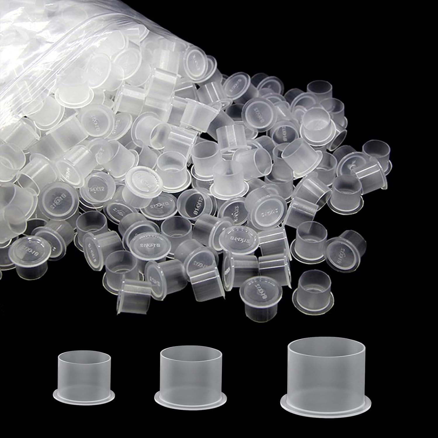 300pcs Tattoo Ink Caps with Base - Jconly Tattoo Ink Cups Pigment Caps