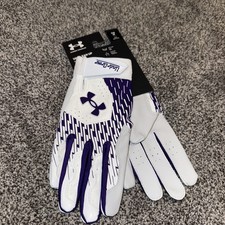 Under Armour UA Clean Up Purple/white Batting Gloves Youth Large Brand New