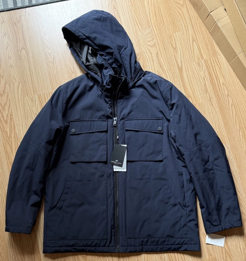 Andrew Marc All Purpose Insulated Water Resistant Jacket Coat Blue Large NEW