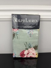 USA Vintage Ralph Lauren Cottage Lane Floral Green Country STANDARD Pillowcases