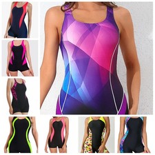 Swimming Costume One Piece Racerback Boyleg Athletic Swimsuit Size 8 S - 24 5XL