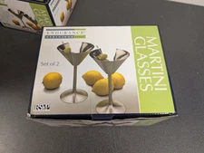 NEW IN BOX: RSVP Endurance Stainless Steel Martini Glasses ~ Set of 2 