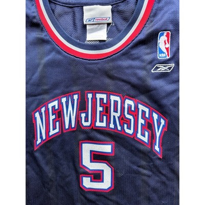 Jason KIDD #5 New Jersey Nets REEBOK jersey yth L 14-16 navy NBA
