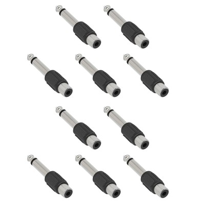 10pcs 59mm RCA Female Jack To 6.3mm 1/4'' Male Mono Plug Audio Adapter Connector