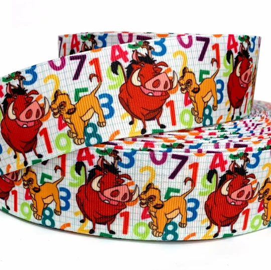 CINTA DE GROSGRAIN 5/8",7/8",1.5", 3" Leones León Cerdo Rey Números regreso a la escuela Foto 2 de 2