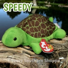 🐢 1994 SPEEDY Green Turtle Ty Beanie Babies 4th Gen Hang & 3rd Gen Tush *MWMT*