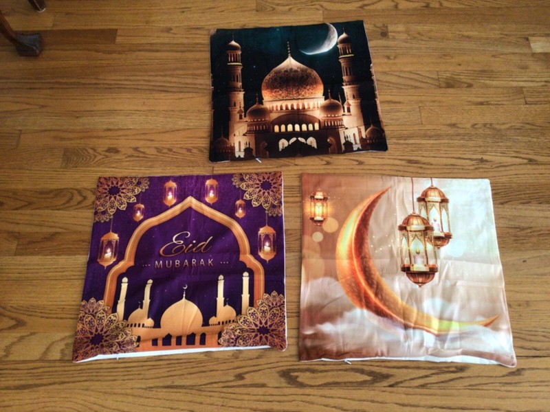 Lot 3 Eid Mubarak Decor Ramadan Pillow Covers Islamic Decoration Muslim  a