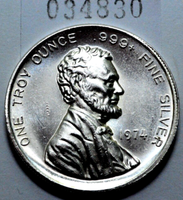 1974 LINCOLN 1 Oz .999 Silver Round The International Silver Trade