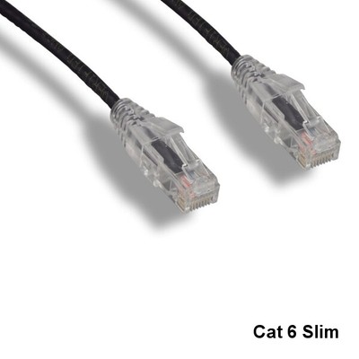 Kentek Black 3' Slim Cat6 UTP Ethernet Cable 550MHz RJ45 Routers Patch Panels