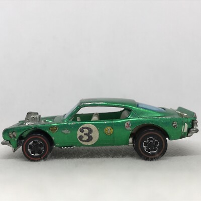 Hot Wheels Redline King 'Kuda #3 1969 Green White Int. Made In