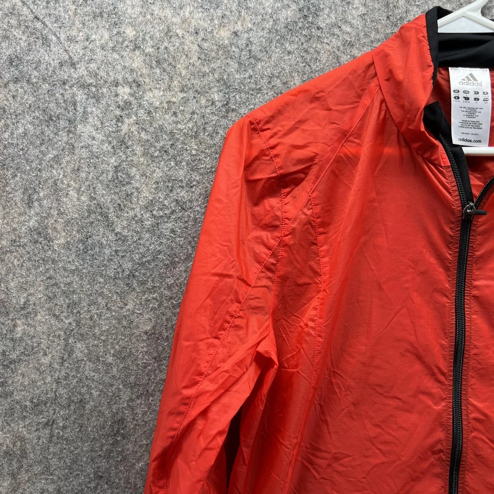 Chaqueta Adidas Mujer Pequeña Naranja Cremallera Completa Cortavientos Bolsillos Poliéster Pista Foto 3 de 4